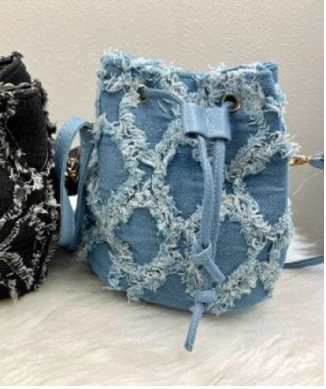 Denim Bucket bag Front Button Denim