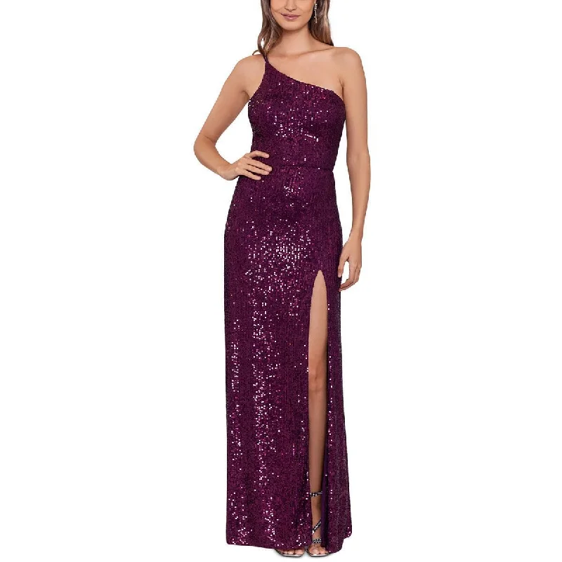 7 - blondie nites purple sequin one shoulder gown Glamorous Sequin Dress