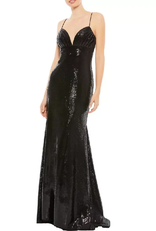 10 - mac duggal black sequin evening gown High Waist Sequin