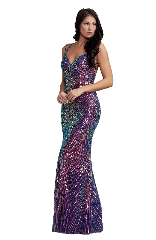 2 - pg purple iridescent geometric sequin gown Blue Sequin Dress