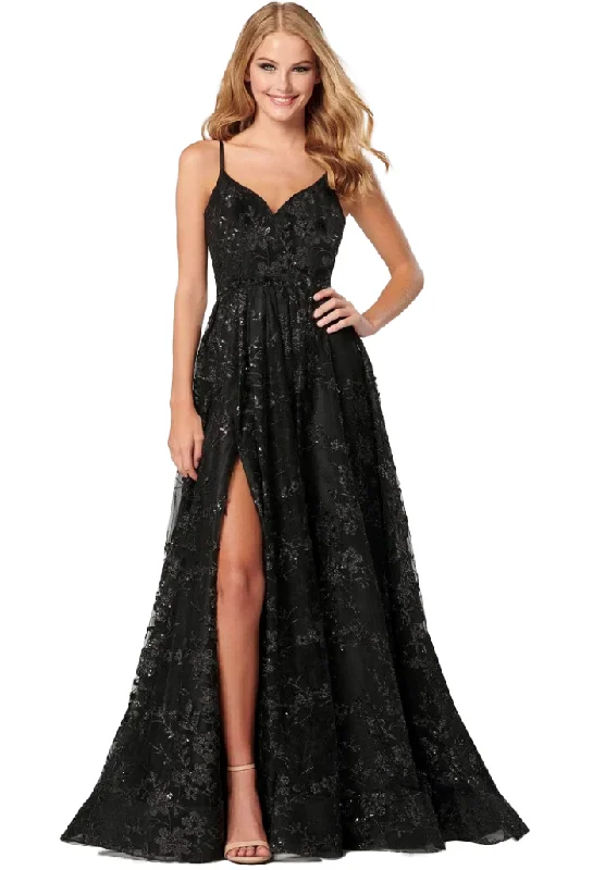 2 - eliza j black sequin embroidered ball gown High Neck Sequin