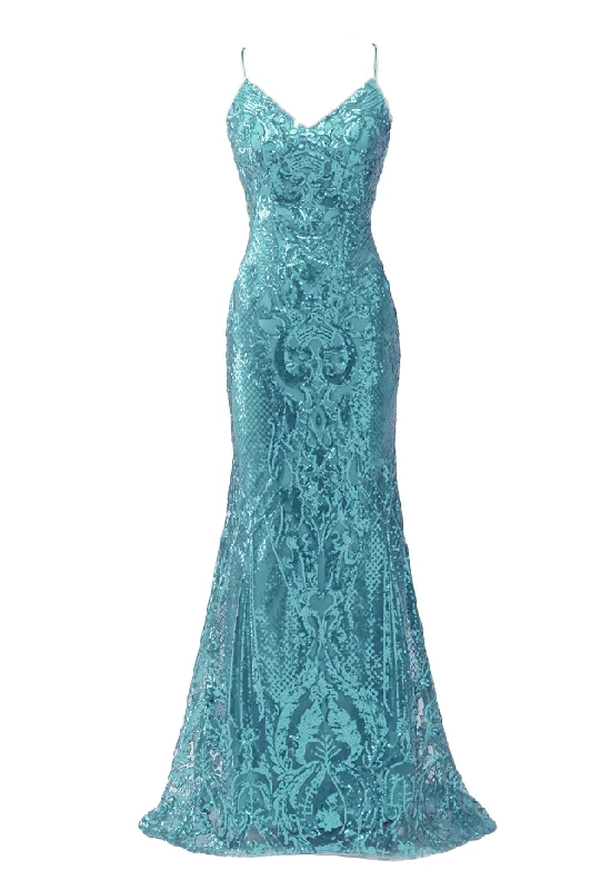 8 - ssb turquoise sequin mermaid gown Sequin Party Dress