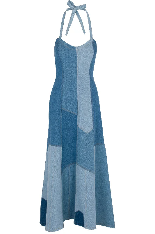 Brit Denim Gown Slim-fit Denim Skirt