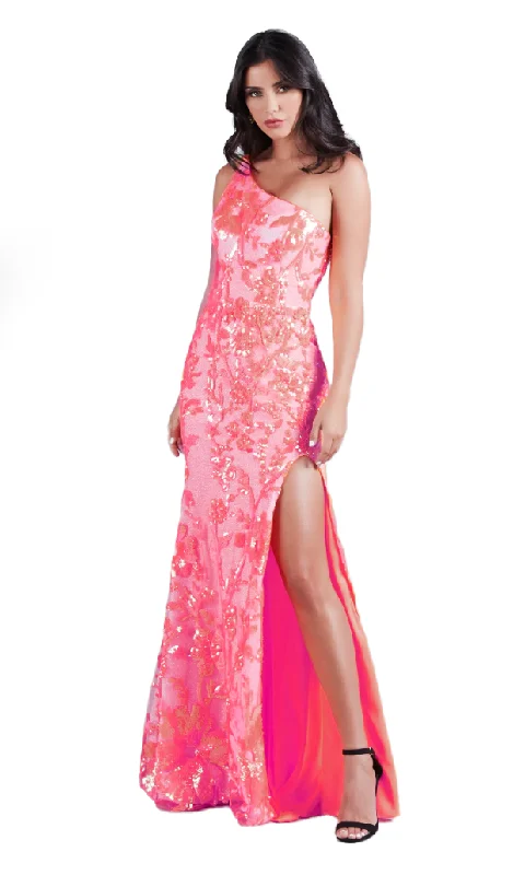 0 - promgirl hot pink patterned sequin gown Sequin Dress Look