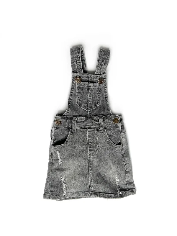 Denim Skirt Overalls- Grey Wash Pencil Denim Skirt