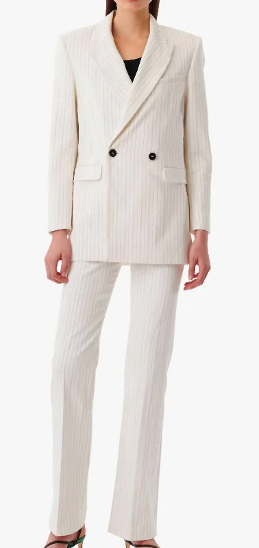 Edda Striped Suit Jacket In Off White/black Office Blazer Outfits