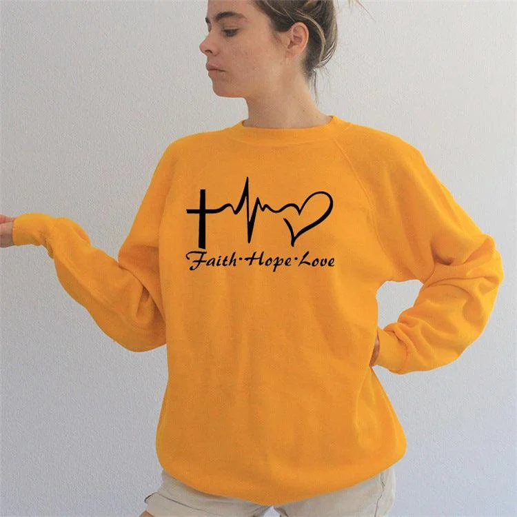 Heart Print Sweatshirt Zip-up Hoodie for Women