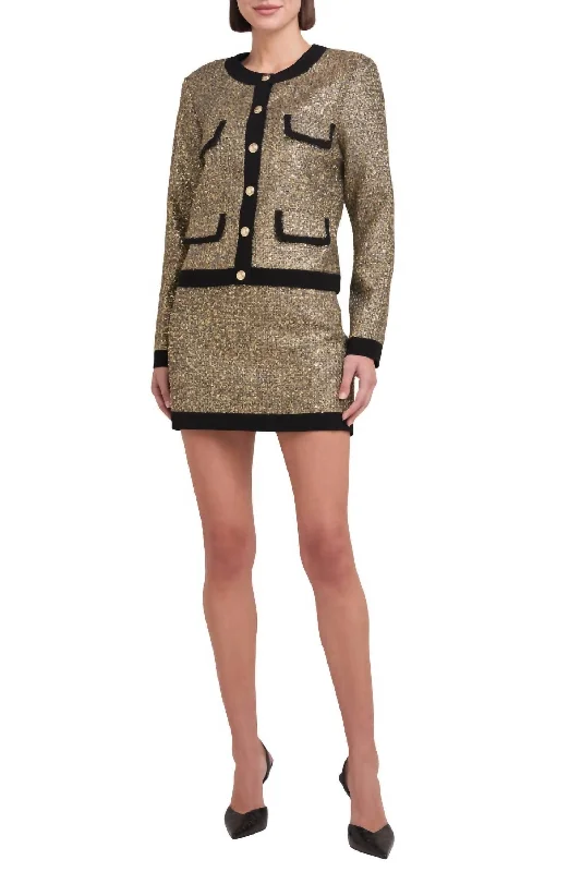 Paxton Jacket In Gold/black Women’s Long Blazer