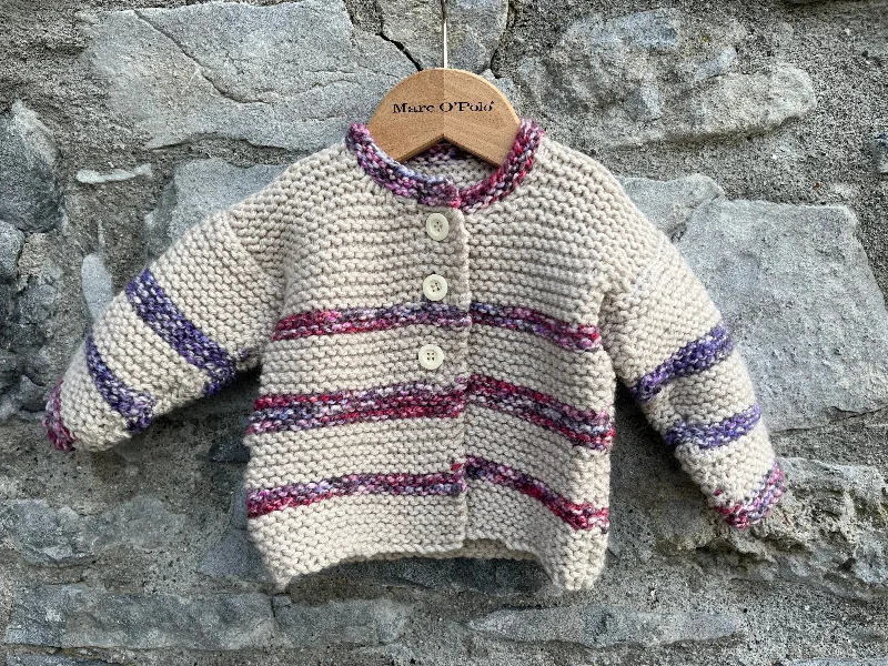 Beige chunky knit cardigan   6-9m (68-74cm) Soft Knit Pullover