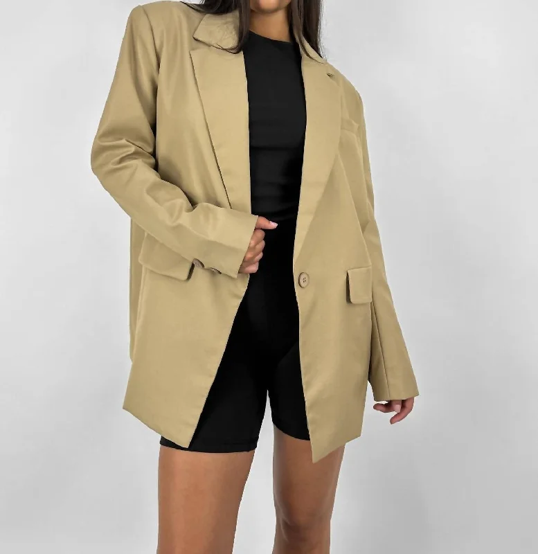 Monochrome Oversized Blazer In Tan Stylish Women’s Blazer