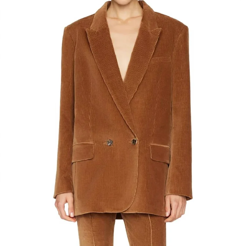 Di Cord Jacket In Camel Slim Fit Blazer Jacket