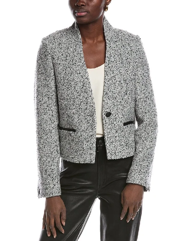 rag & bone Pippa Tweed Wool-Blend Blazer Blazer with Shoulder Pads