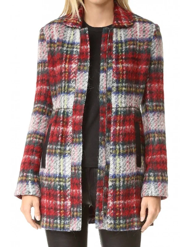 Martine Zip-Front Coat In Multi Lightweight Blazer Jacket