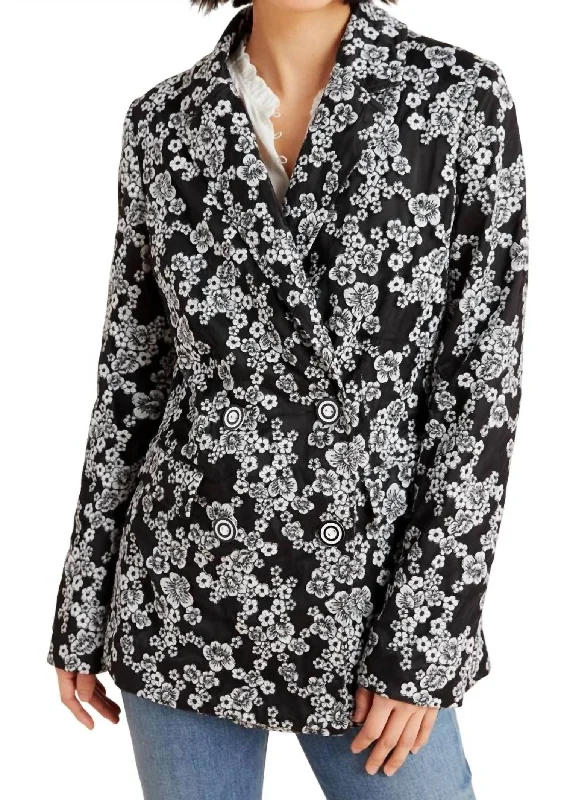 Kylie Floral Blazer In Black Structured Blazer Jacket