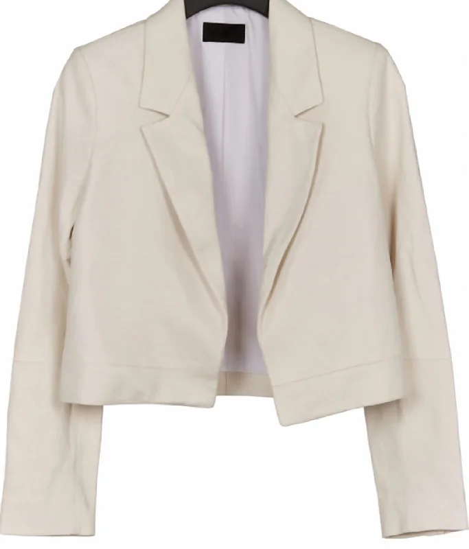 Wynn Crop Leather Blazer In Ivory Women’s Business Blazer