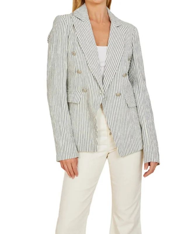 Striped Seersucker Blazer In Blue/white Business Casual Blazer