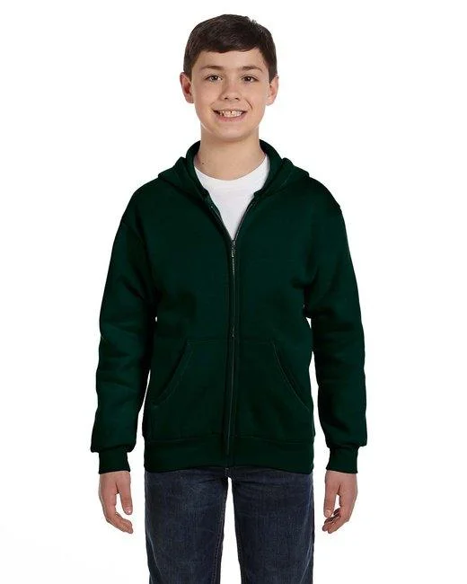 Hanes Youth 7.8 oz. EcoSmart  50/50 Full-Zip Hooded Sweatshirt P480 Zip-up Sweatshirt Look