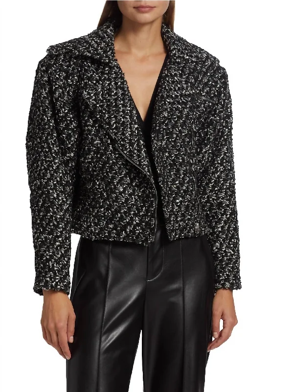 Voxy Jacket In Black/white Chic Double-breasted Blazer