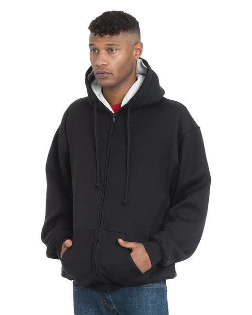 Bayside Adult Super Heavy Thermal-Lined Full-Zip Hooded Sweatshirt BA940 Long Sleeve Hoodie