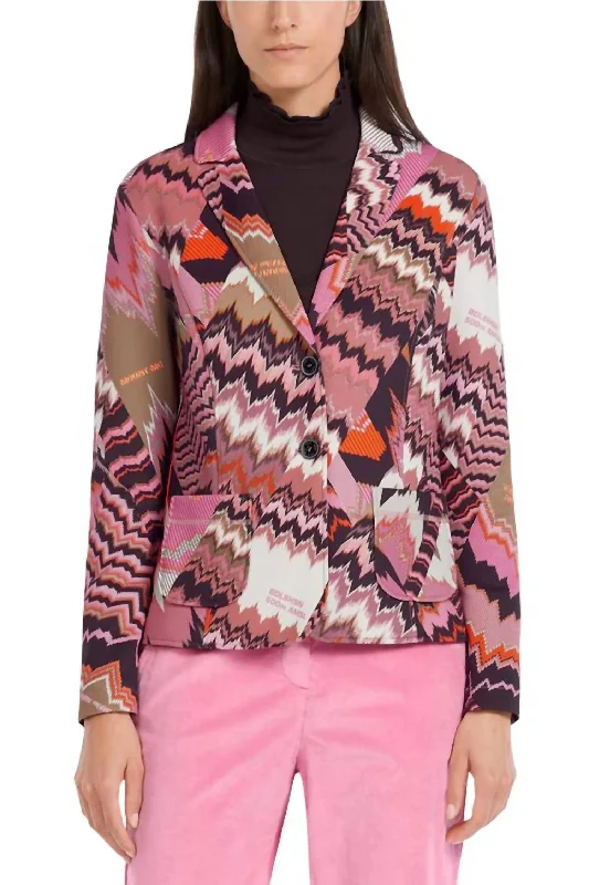 Sports Print Jacket In Orchid Pink, Black Women’s Blazer Chic