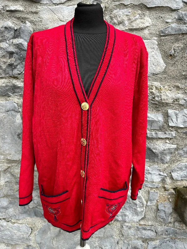 90s red cardigan uk 14-16 Cozy Winter Pullover