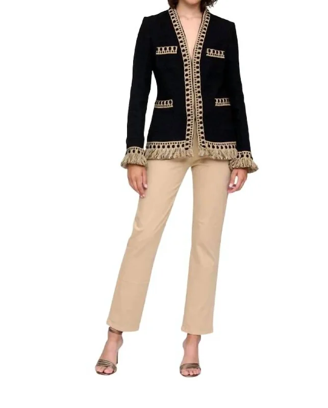 Piruleta Tweed Jacket In Black,khaki Women’s Double-breasted Blazer