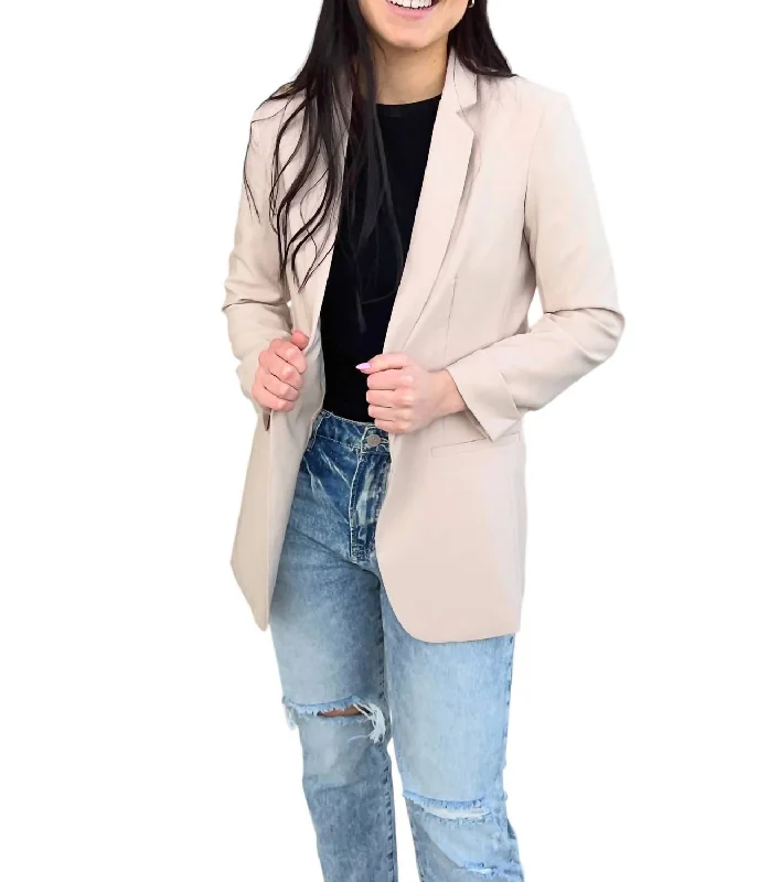 Basic Blazer In Beige Checkered Blazer Jacket