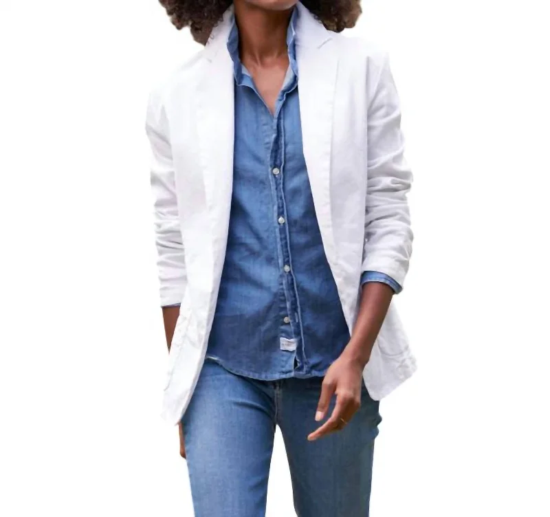 Tailored Linen Blazer In White Tweed Blazer Jacket