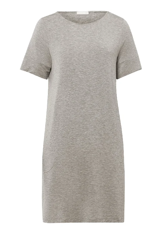 Natural Elegance Short Sleeve Nightdress 90cm | Grey Melange 74949-958 Spa pajama sets