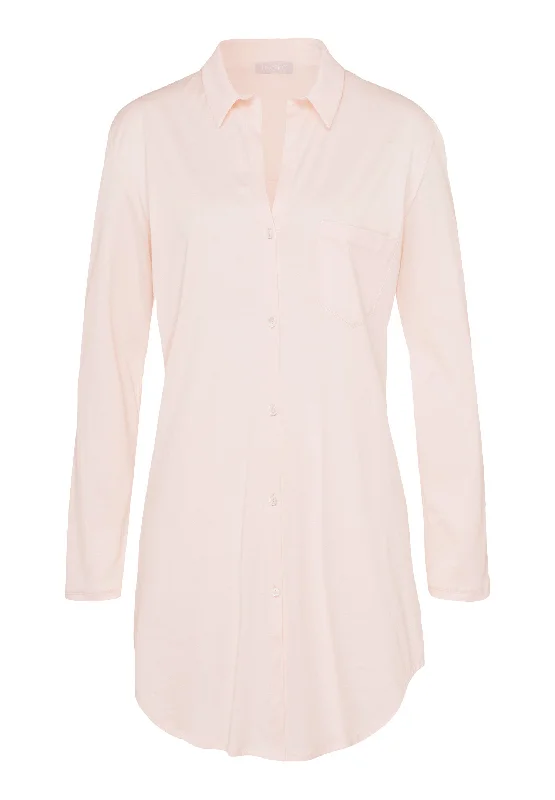 Cotton Deluxe Button Front Cotton Sleep Shirt | Crystal Pink 77958-1334 Work-from-home pajama sets