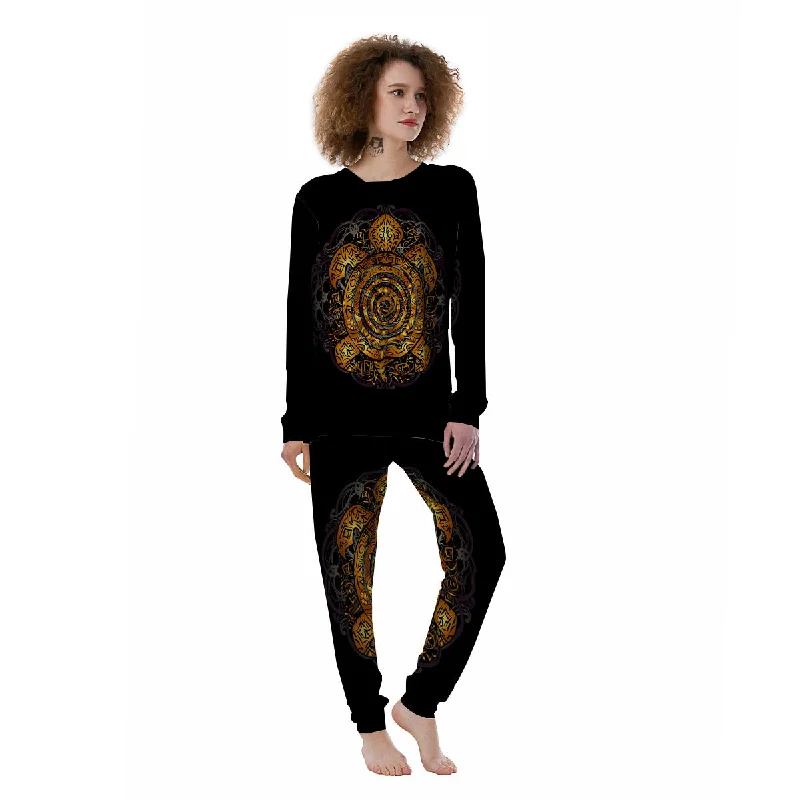 Sea Turtle Golden Tribal Print Women's Pajamas Camisole pajama sets