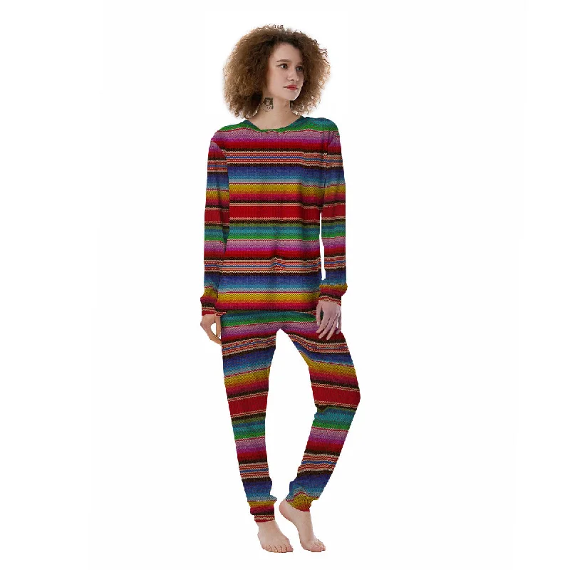 Serape Blanket Ethnic Print Pattern Women's Pajamas Short sleeve pajama sets