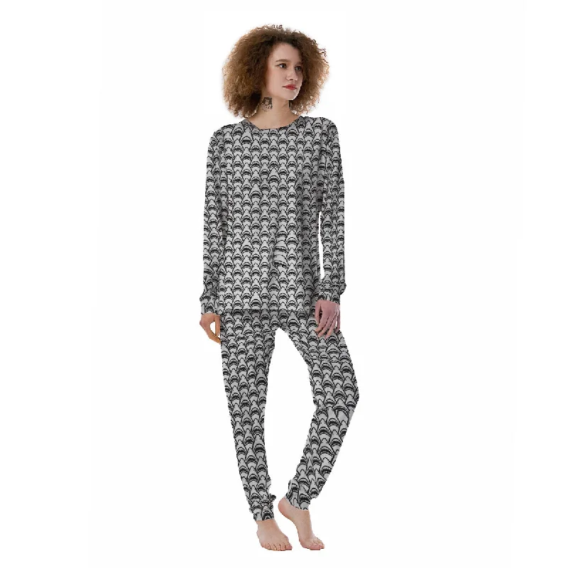 Shark Doodle Print Pattern Women's Pajamas Sexy pajama sets