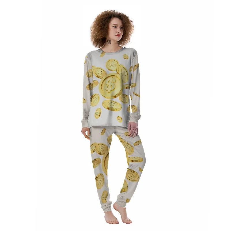 Sign Explosion Golden Dollar Print Women's Pajamas Unisex pajama sets