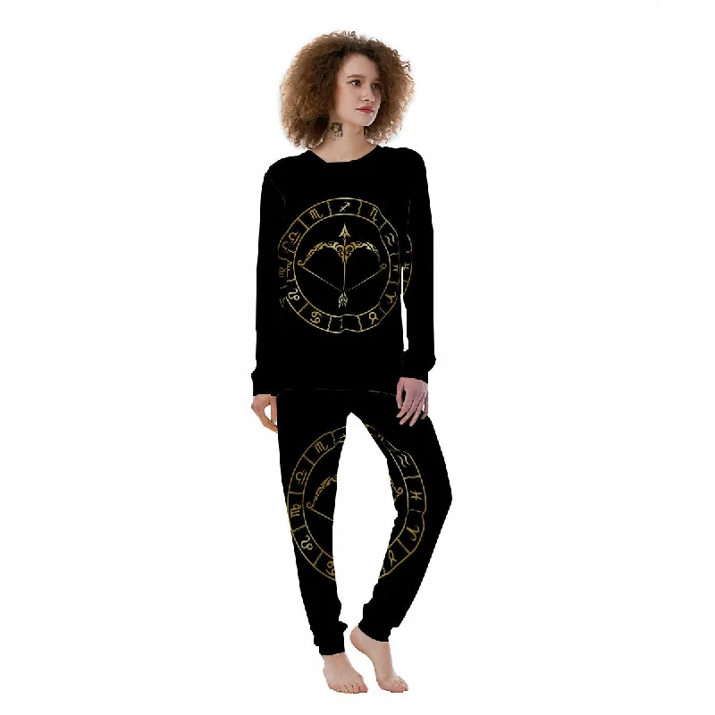 Sign Sagittarius Gold Print Women's Pajamas Petite pajama sets