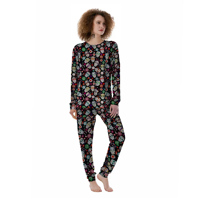 Skeleton Day Of The Dead Print Pattern Women's Pajamas Breathable cotton pajama sets