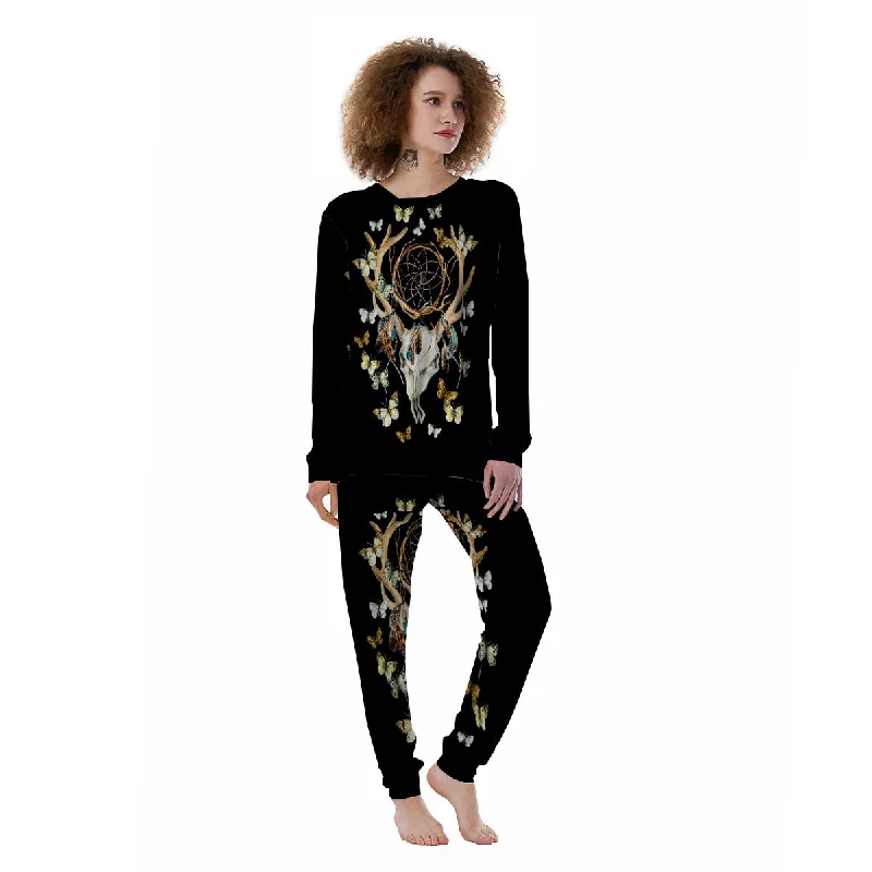 Skull Dreamcatcher Deer Print Women's Pajamas Best pajama sets for pregnancy