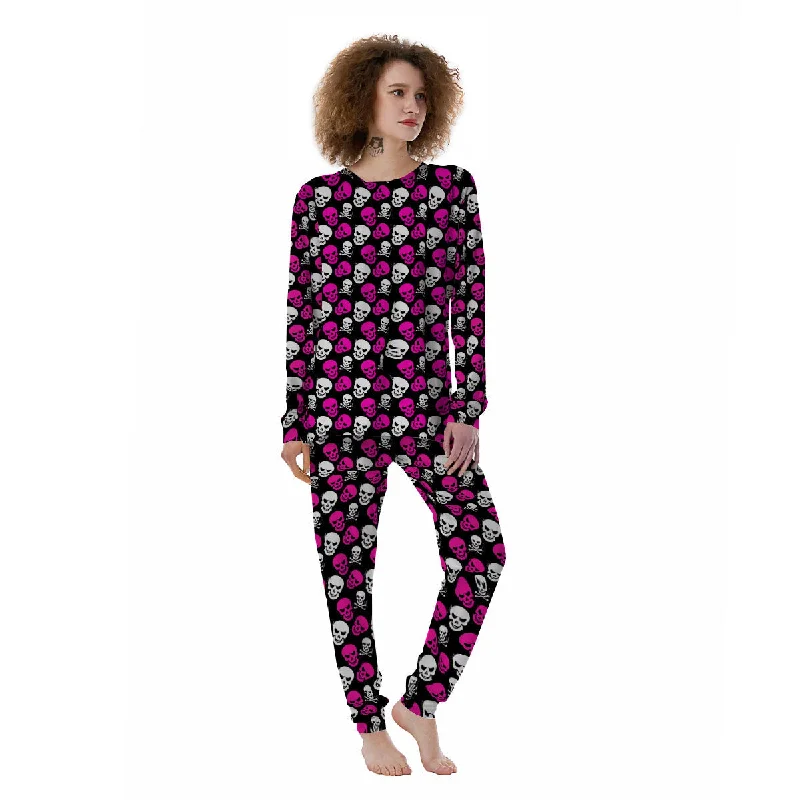 Skull Girly Emo Print Pattern Women's Pajamas Shein pajama sets