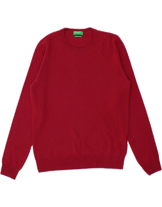 BENETTON Womens Crew Neck Jumper Sweater UK 14 Large Red Cashmere sweaters