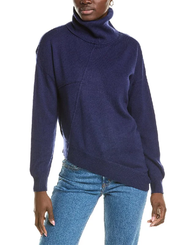 Brodie Cashmere Wool & Cashmere-Blend Asymmetrical Mock Neck Jumper Chunky knit sweaters