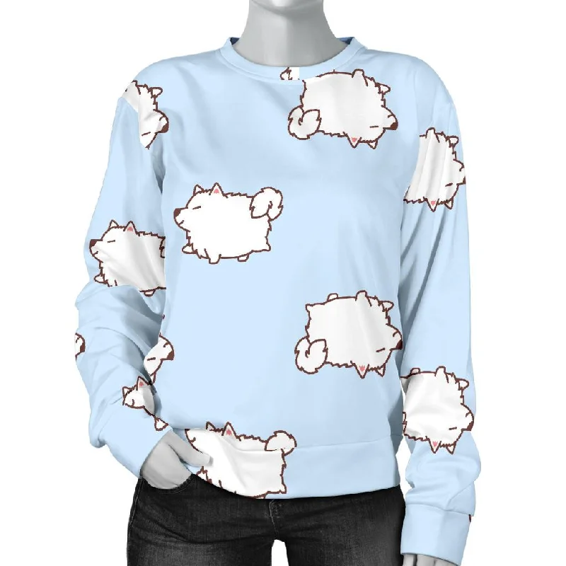 Dog Somoyed Pattern Print Women's Sweatshirt Alpaca wool sweaters