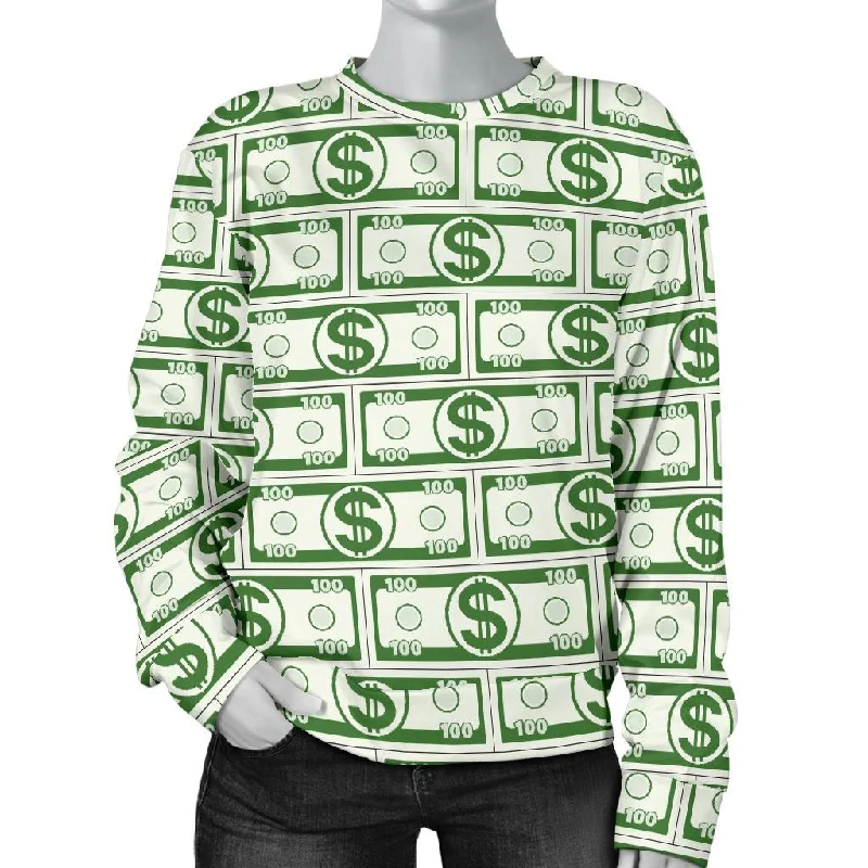 Dollar Money Print Pattern Women's Sweatshirt Budget-friendly sweaters