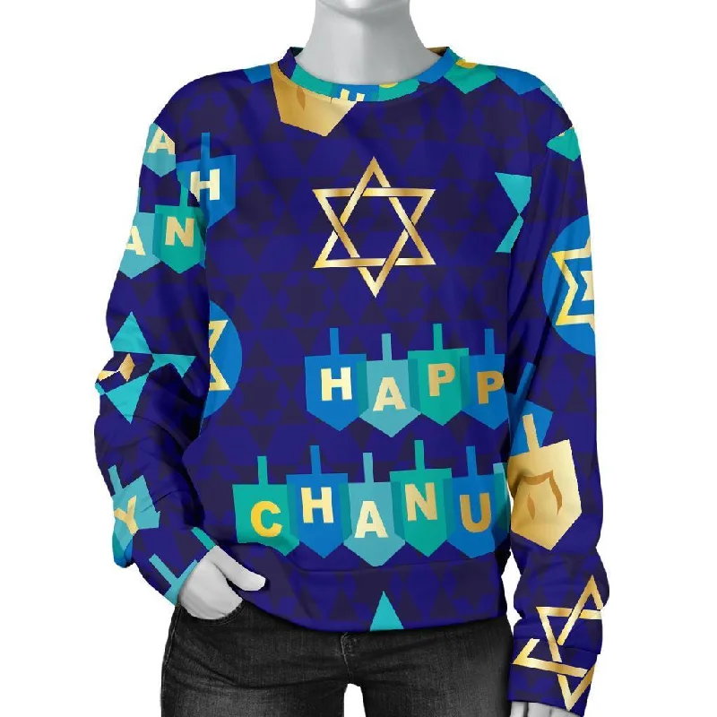 Dreidel Print Pattern Women's Sweatshirt Eco-friendly sweaters