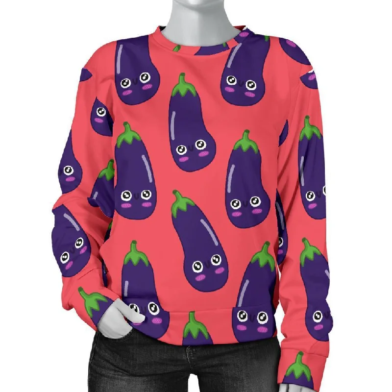 Eggplant Funny Print Pattern Women's Sweatshirt Lightweight sweaters