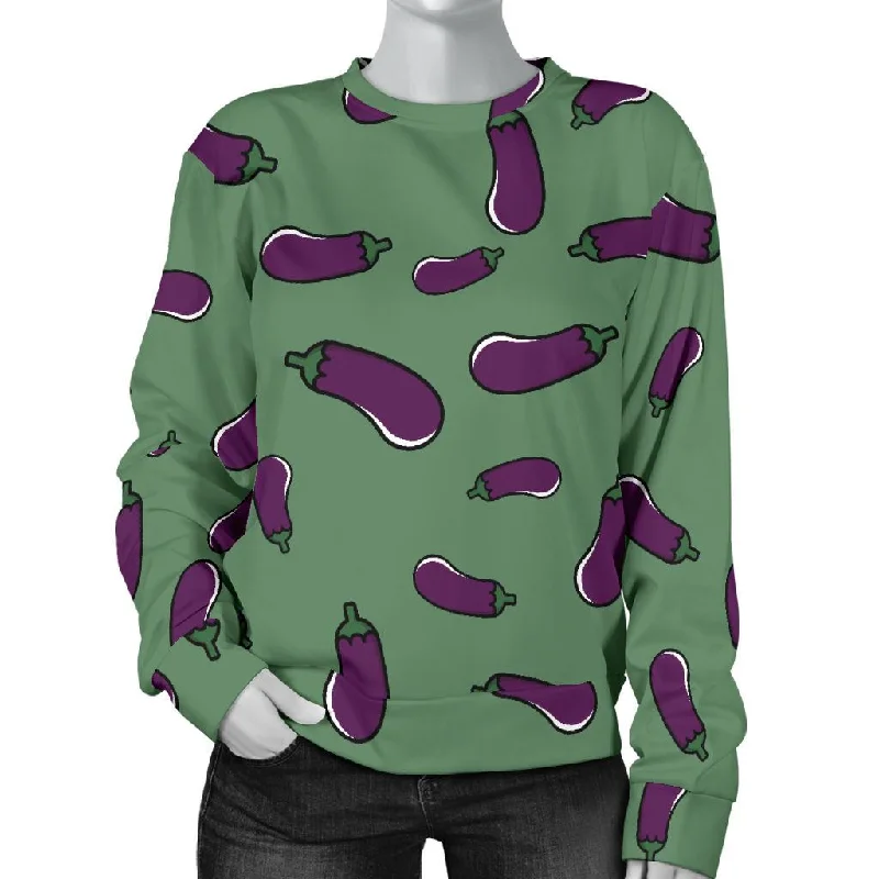 Eggplant Pattern Print Women's Sweatshirt Affordable sweaters