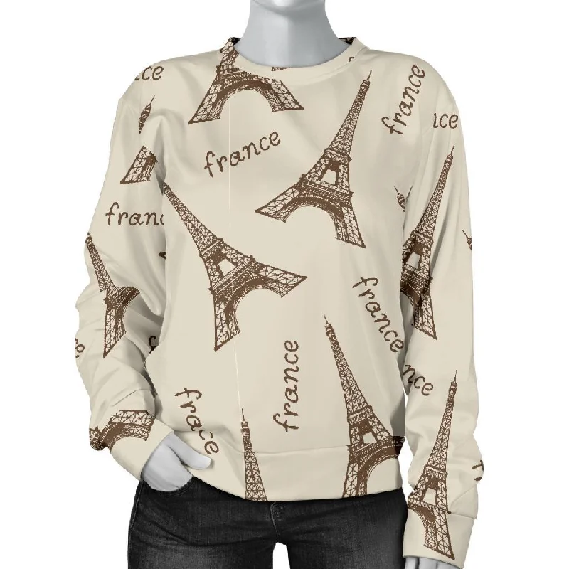 Eiffel Tower Pattern Print Women's Sweatshirt Cardigan sweaters