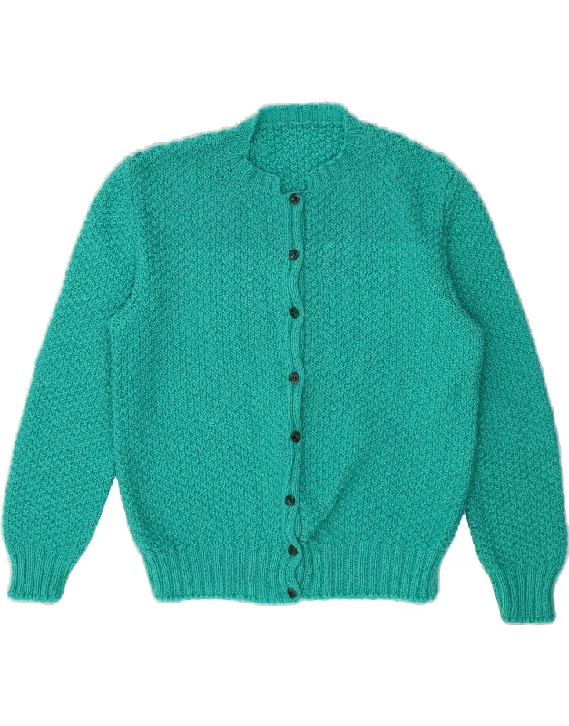 VINTAGE Womens Cardigan Sweater UK 14 Medium Turquoise Best sweaters for work