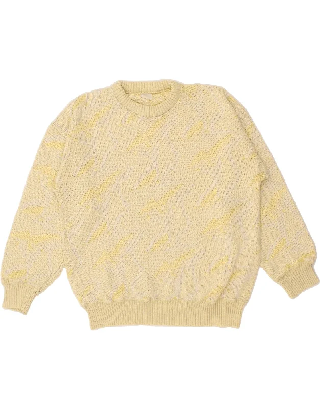 VINTAGE Womens Crew Neck Jumper Sweater UK 12 Medium Yellow Party sweaters