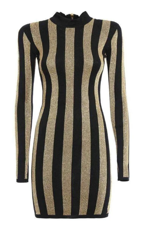 Lurex Gold Black Striped Pattern Mini Dress Zara mini dresses