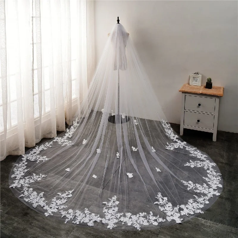 3M Luxurious Bridal Veil With Comb Satin Bridal Gown